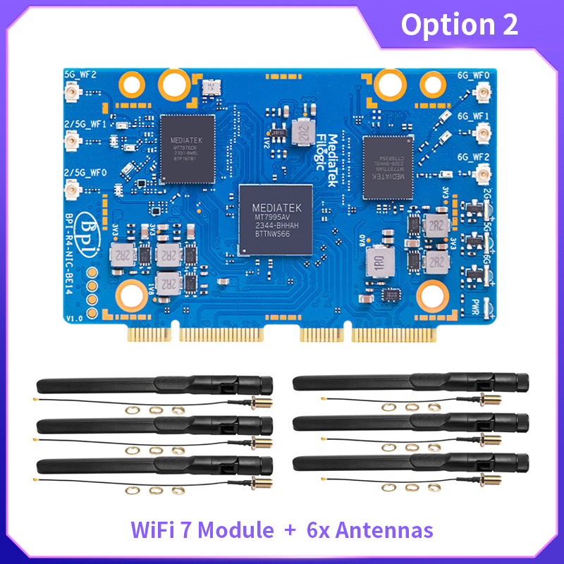 Bananapi Bpi R4 Wifi 7 - BPI-R4-NIC-BE14 Modulo WiFi 7 con antenne